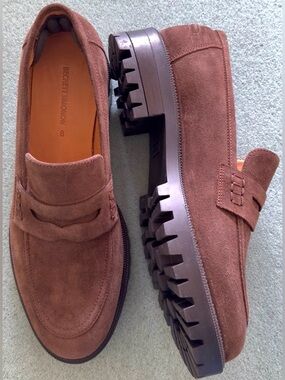 Beckett Simonon Suede Lug Sole Loafers. Brown Chunky Penny. New!